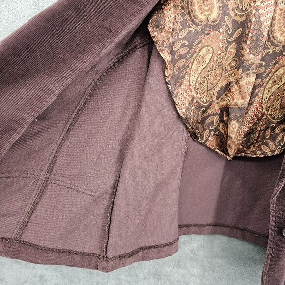 No Boundaries Vintage Corduroy Blazer 1X 17 Juniors Brown Bark Stretchy 1 Button - Picture 10 of 13